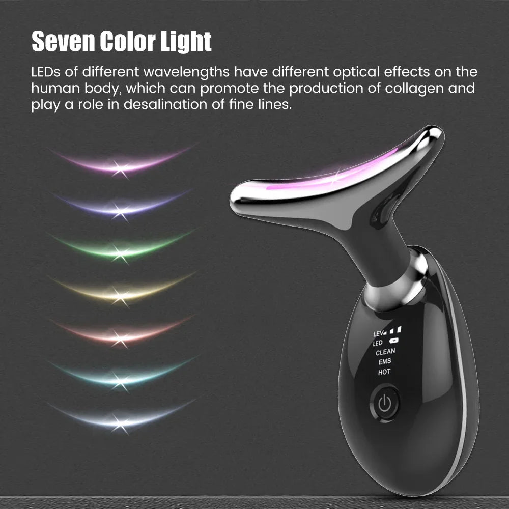 Black handheld device with LED lights on a dark background